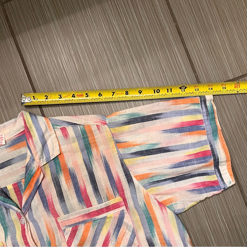 Vintage 1970s Collared Cotton Shirt button down large lightweight summer pattern - Picture 4 of 14